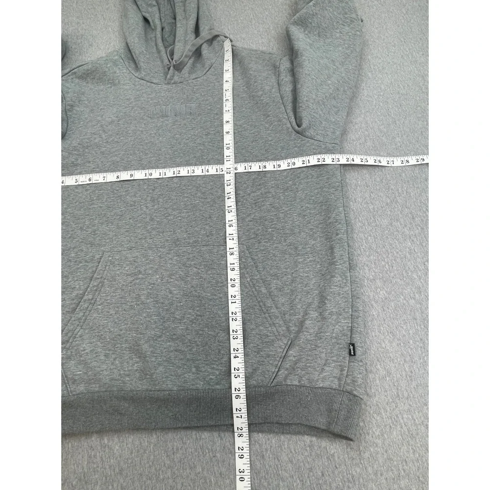 Puma Hoodie Mens Large Gray 100% Cotton Drawstring Long Sleeve